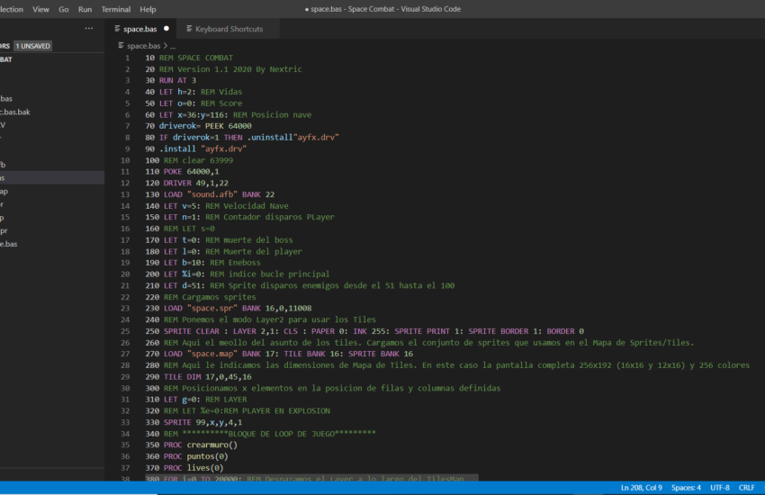 NextBasic en Visual Studio Code con CSpect